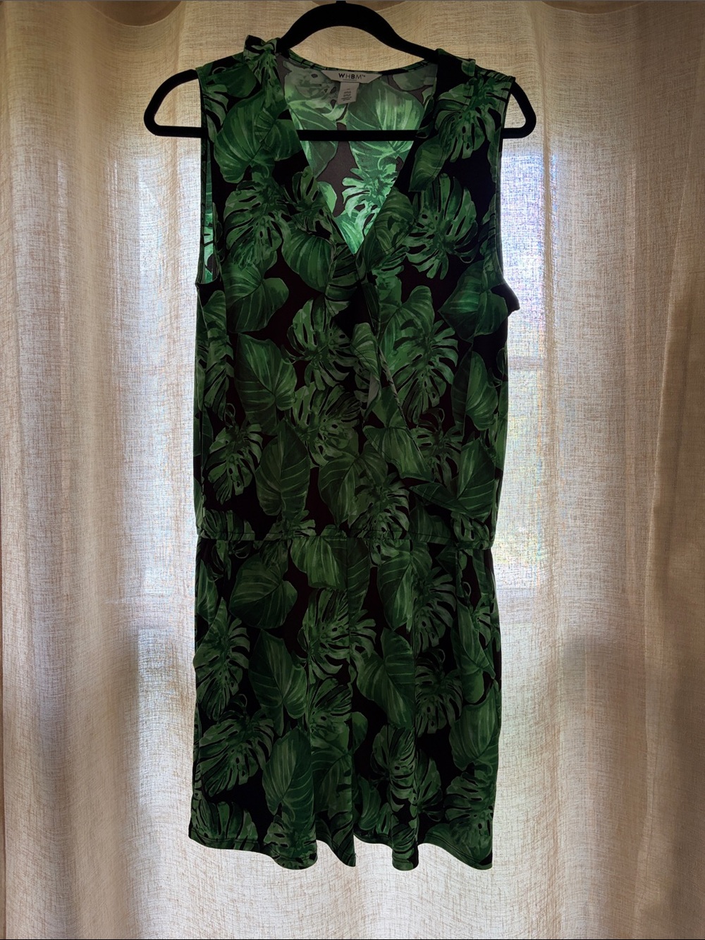 White House Black Market Black and Green Tropical Romper